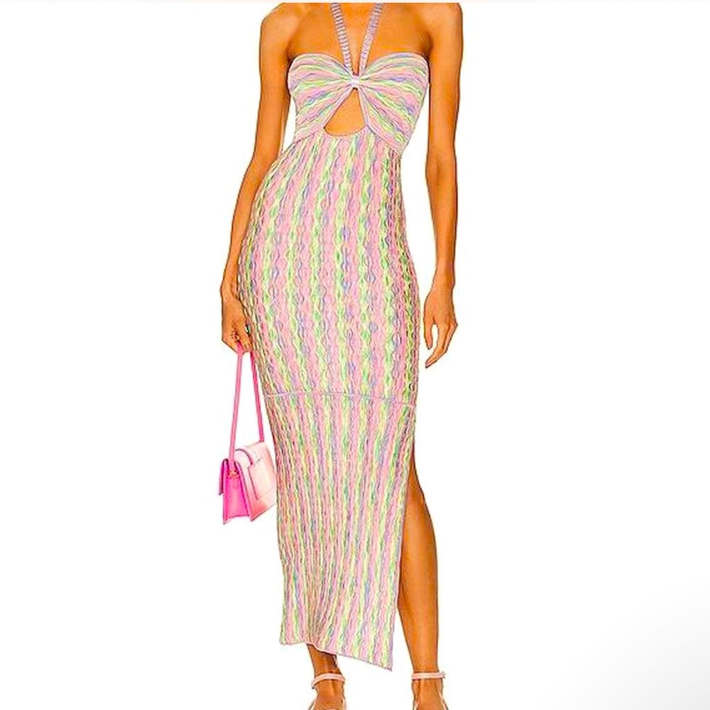 Alexis Pastel Multicolor Knit Maxi Dress - Pink, Green, Yellow